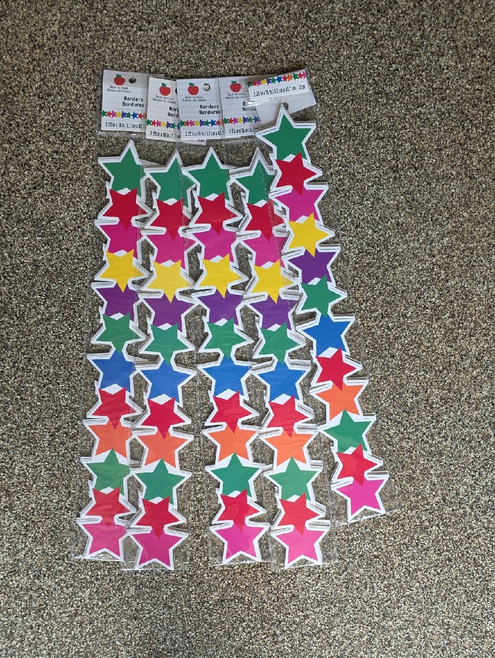 Colorful Star Sticker Strips - Multicolor Classroom Borders 5 Packs